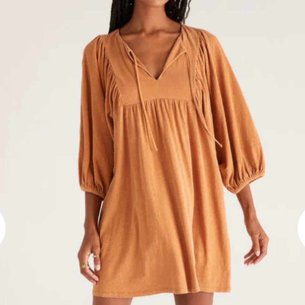 Z Supply Ventura Mini Dress M Mustard Yellow Romantic Boho Flare Date Night
